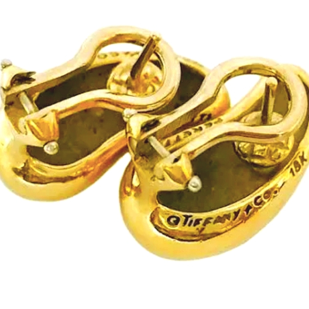18K Tiffany & Co. Larger Elsa Peretti Yellow Gold Clip Back Splendid Earrings - Picture 4 of 8